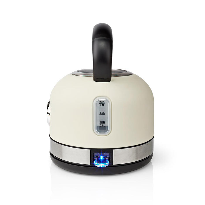 Nedis Electric Kettle - 1.7 l, Stainless Steel, White, Strix® controller - Boil-dry protection