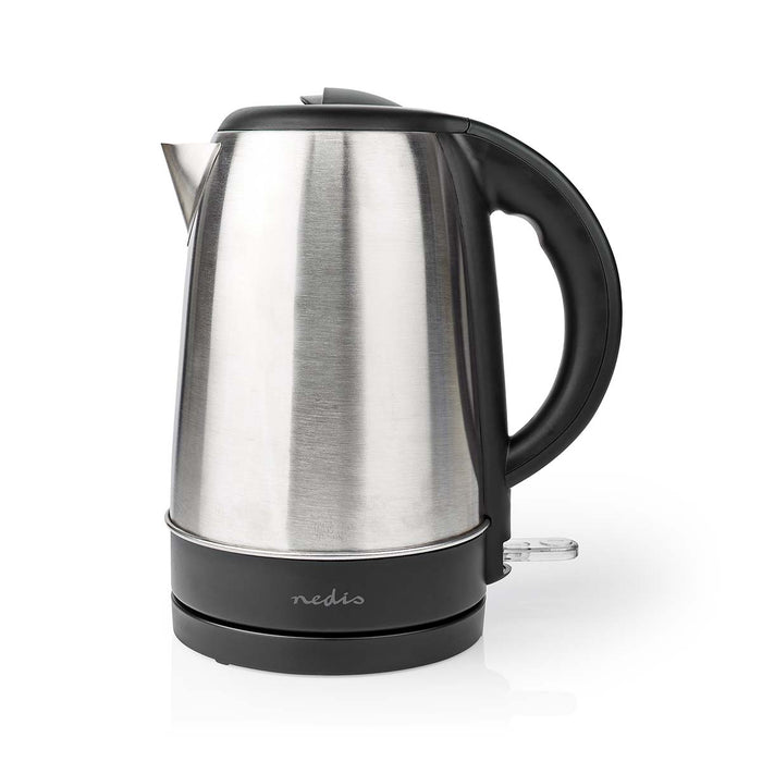 Nedis Electric Kettle - 1.7 l, Stainless Steel, Aluminium / Black, Strix® controller - Boil-dry protection