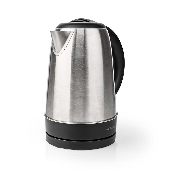 Nedis Electric Kettle - 1.7 l, Stainless Steel, Aluminium / Black, Strix® controller - Boil-dry protection