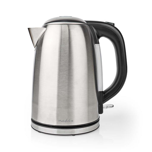 Nedis Electric Kettle - 1.7 l, Stainless Steel, Black / Silver, Strix® controller - Boil-dry protection