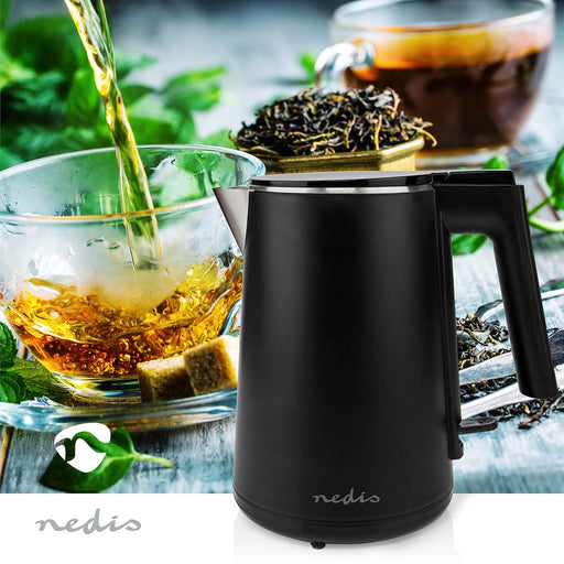 Nedis Electric Kettle - 1.0 l, Plastic, Black, Strix® controller - Boil-dry protection