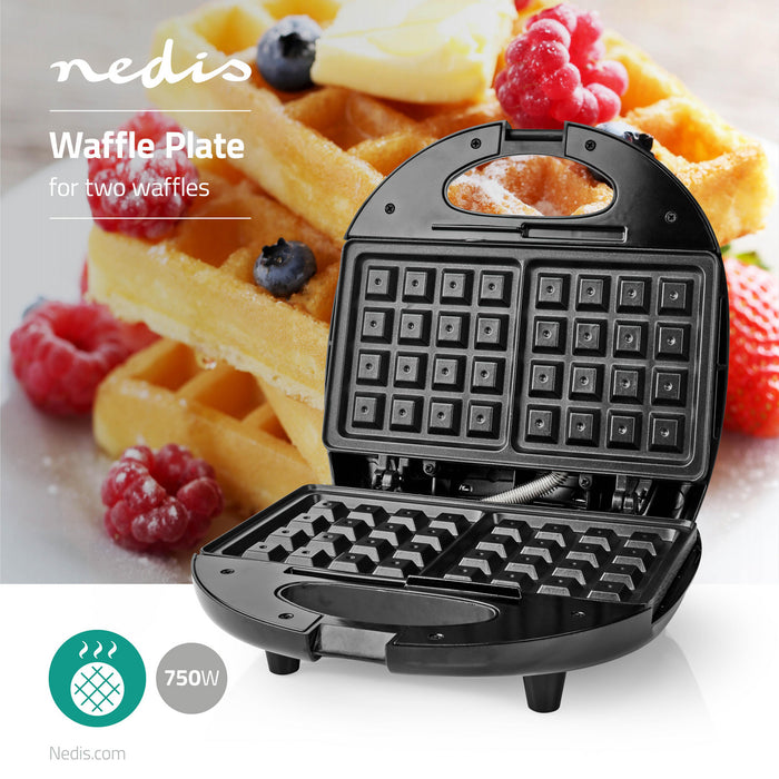 Nedis Waffle Plate - 750 W - Black, 