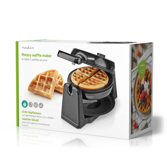 Nedis Waffle Maker - Belgian waffles, 17 cm, 1000 W, Automatic temperature control - ABS / Stainless Steel