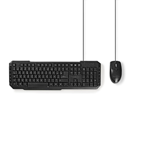 Nedis Mouse and Keyboard Set - Wired, Mouse and keyboard connection: USB, 800 dpi, Belgian - BE Layout