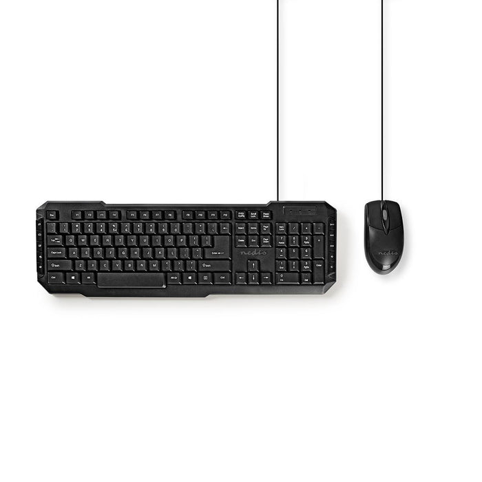 Nedis Mouse and Keyboard Set - Wired, Mouse and keyboard connection: USB, 800 dpi, US International - US Layout