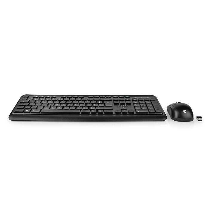 Nedis Mouse and Keyboard Set - Wireless, Mouse and keyboard connection: USB, 800 / 1200 / 1600 dpi, AZERTY - BE Layout