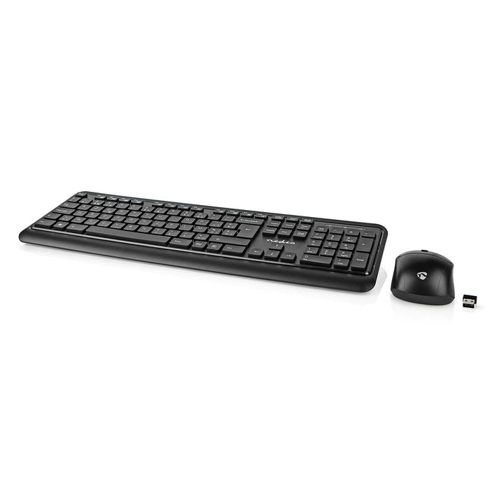 Nedis Mouse and Keyboard Set - Wireless, Mouse and keyboard connection: USB, 800 / 1200 / 1600 dpi, AZERTY - BE Layout