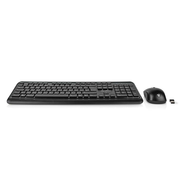 Nedis Mouse and Keyboard Set - Wireless, Mouse and keyboard connection: USB, 800 / 1200 / 1600 dpi, QWERTZ - DE Layout