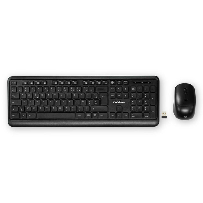 Nedis Mouse and Keyboard Set - Wireless, Mouse and keyboard connection: USB, 800 / 1200 / 1600 dpi, AZERTY - FR Layout