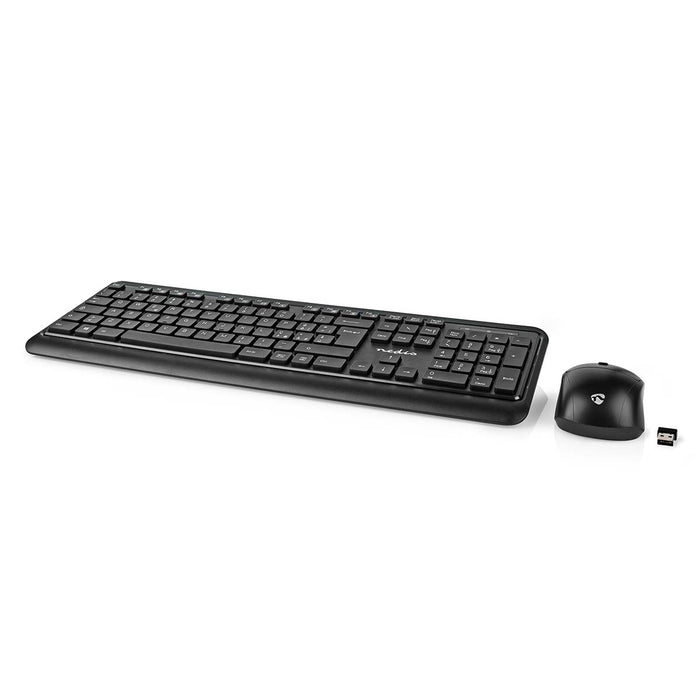 Nedis Mouse and Keyboard Set - Wireless, Mouse and keyboard connection: USB, 800 / 1200 / 1600 dpi, QWERTY - IT Layout