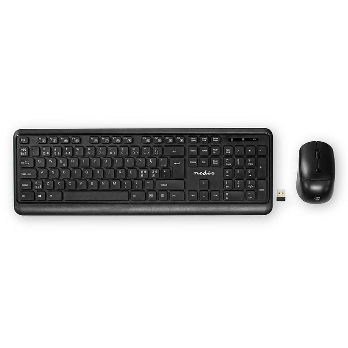 Nedis Mouse and Keyboard Set - Wireless, Mouse and keyboard connection: USB, 800 / 1200 / 1600 dpi, QWERTY - ND Layout