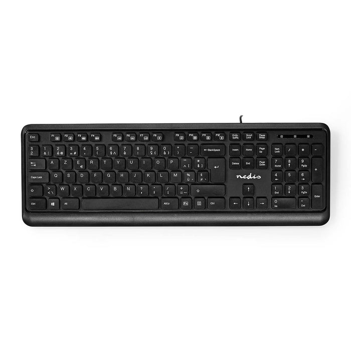 Nedis Wired Keyboard - USB-A, Multimedia, AZERTY, BE Layout - Numeric keypad