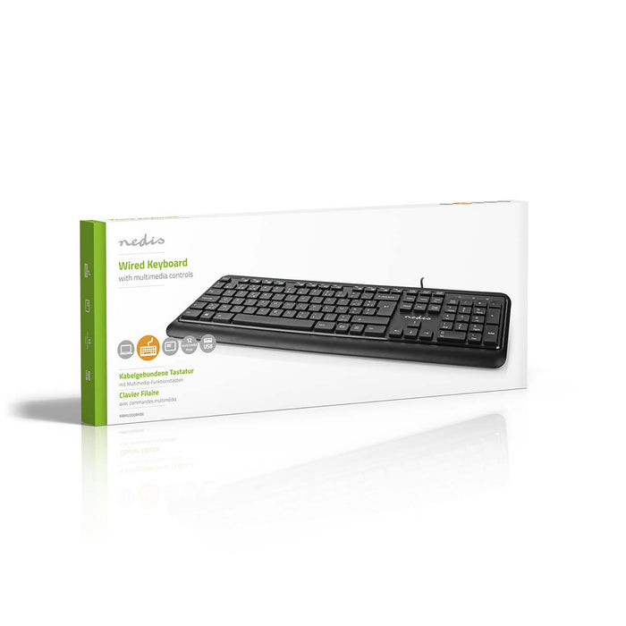 Nedis Wired Keyboard - USB-A, Multimedia, AZERTY, BE Layout - Numeric keypad