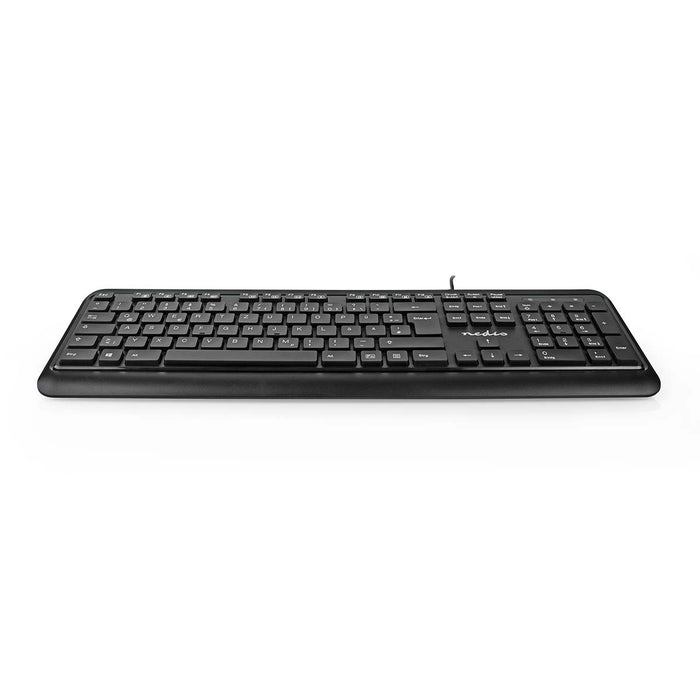 Nedis Wired Keyboard - USB-A, Multimedia, QWERTZ, DE Layout - Numeric keypad