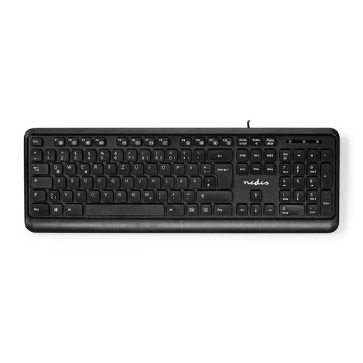 Nedis Wired Keyboard - USB-A, Multimedia, QWERTZ, DE Layout - Numeric keypad