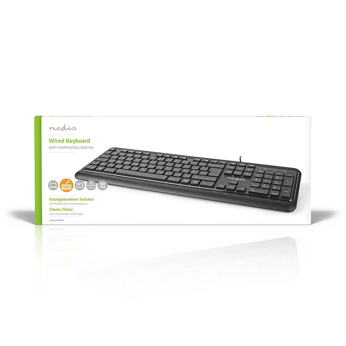 Nedis Wired Keyboard - USB-A, Multimedia, AZERTY, FR Layout - Numeric keypad