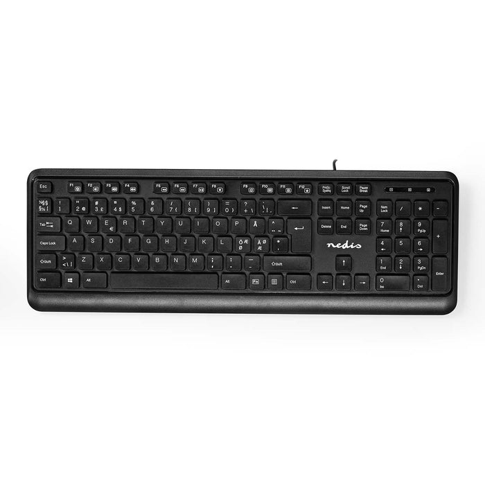 Nedis Wired Keyboard - USB-A, Multimedia, QWERTY, ND Layout - Numeric keypad