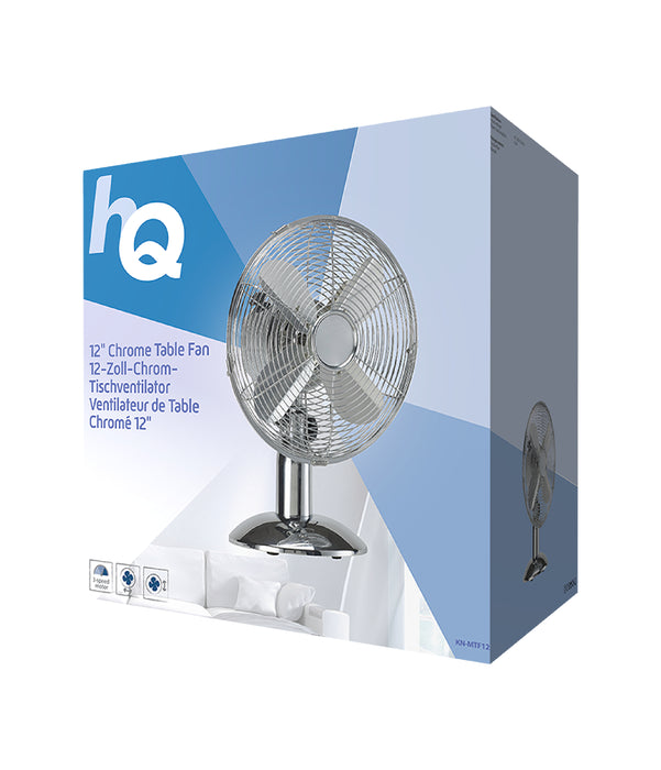 HQ Table Fan 12" 35 W Chrome Silver