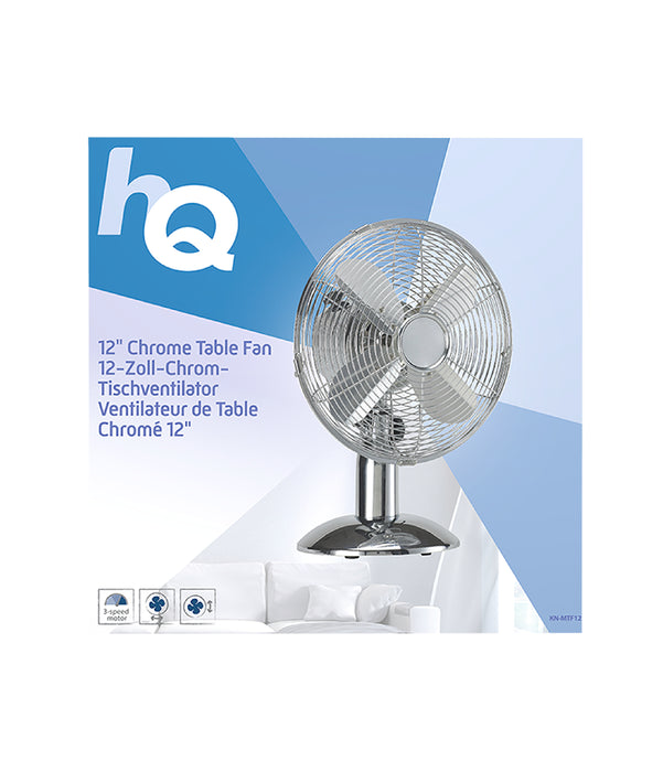 HQ Table Fan 12" 35 W Chrome Silver