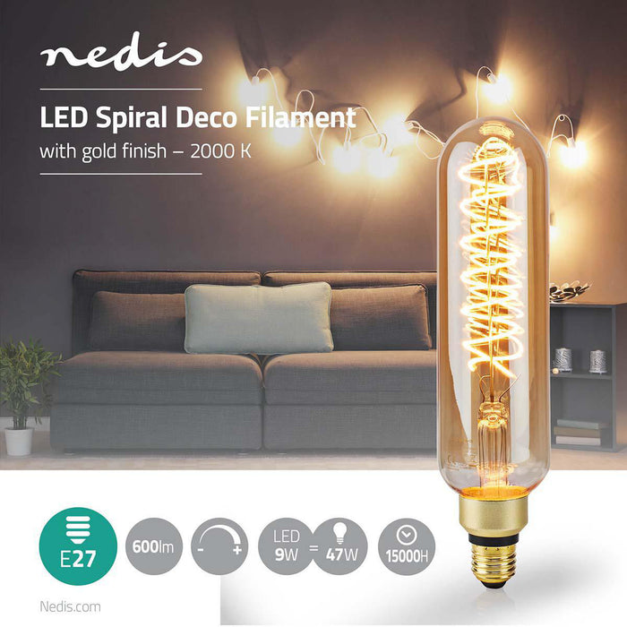 Nedis LED Filament Bulb E27 - T65, 8.5 W, 600 lm, Retro Style - 1 pcs