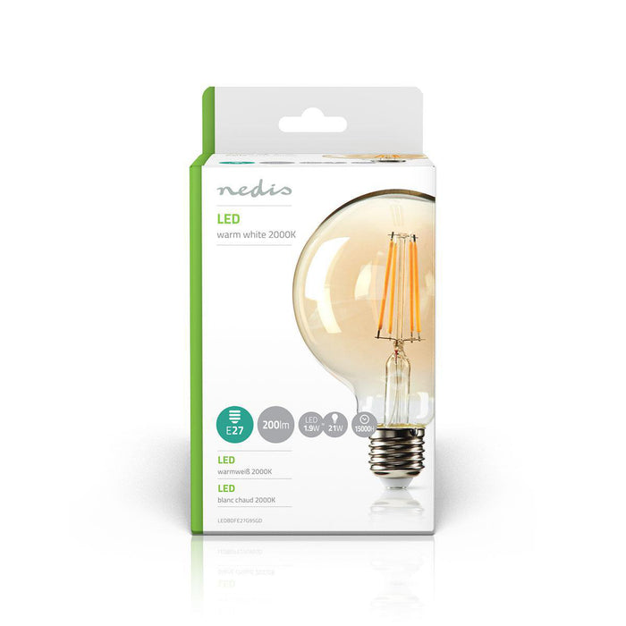 Nedis LED Filament Bulb E27 - G95, 1.9 W, 200 lm, Retro Style - 1 pcs