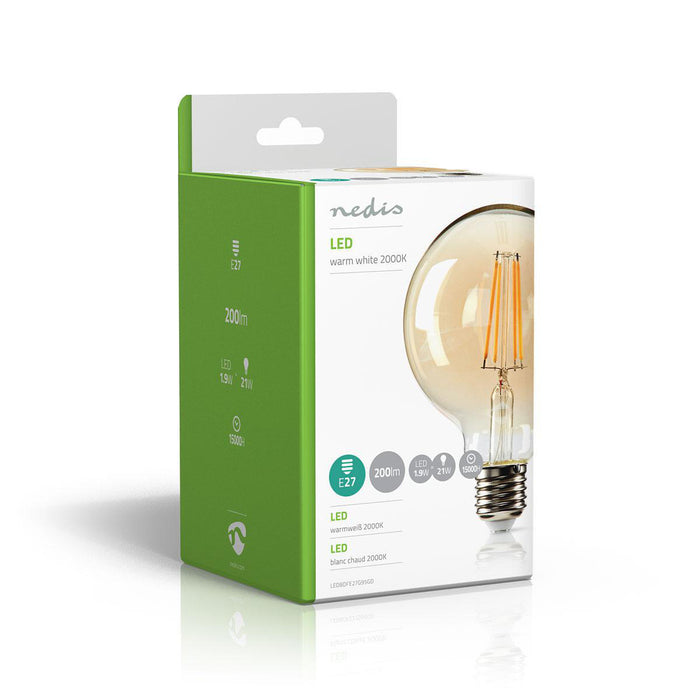 Nedis LED Filament Bulb E27 - G95, 1.9 W, 200 lm, Retro Style - 1 pcs