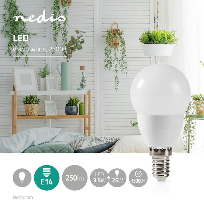 Nedis LED Bulb E14 - G45, 3.5 W, 250 lm, Frosted - 1 pcs