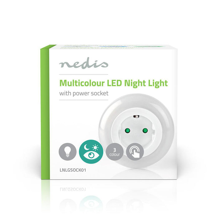 Nedis Plug-In LED Night Light - Day/night sensor, 3680 W, 10 lm, 10 lm - Blue / Green / White