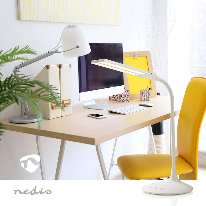 Nedis LED Desk Lamp - Dimmable, 280 lm, Rechargeable, Touch Function - White