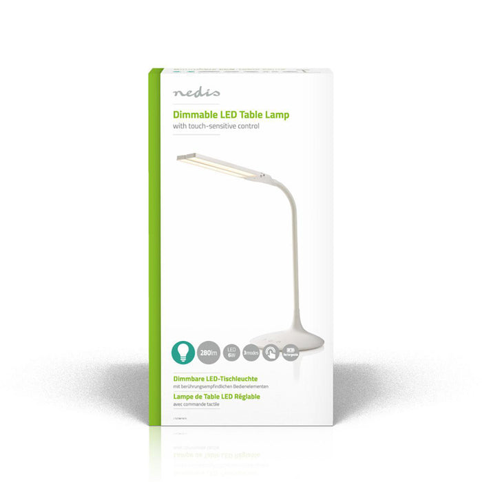 Nedis LED Desk Lamp - Dimmable, 280 lm, Rechargeable, Touch Function - White