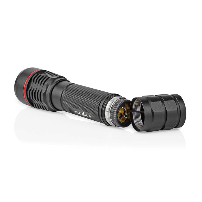 Nedis LED Torch - Battery Powered / USB Powered, 3.7 V DC, 10 W, Light range: 200 m - Beam angle: 10 °