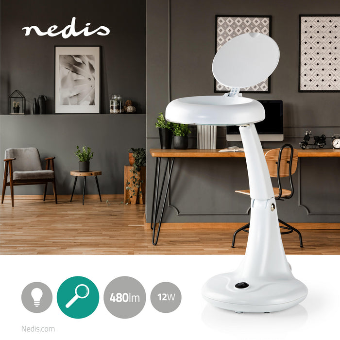 Nedis Magnifying Table Lamp - Lens strength: 3 + 12 Diopter, 12 W, 480 lm, 480 lm - White