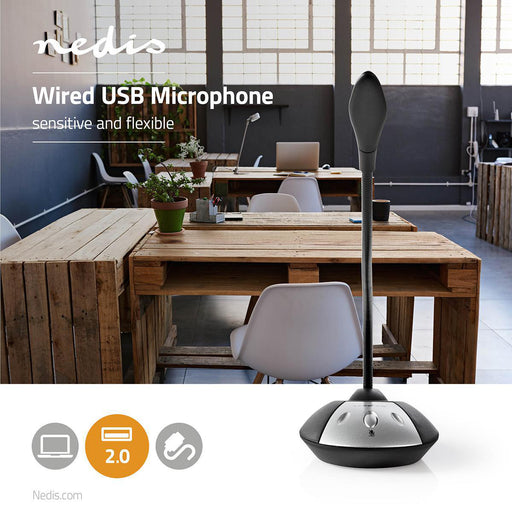 Nedis Microphone - Used for: Desktop / Notebook, Wired, USB-A Male, On/Off switch - Headphone output