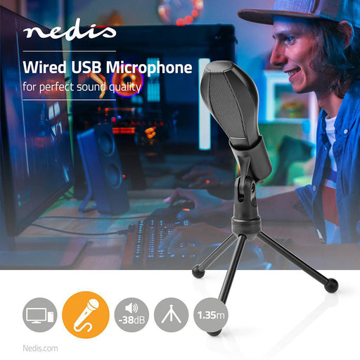 Nedis Microphone - Used for: Desktop / Notebook - Wired - 1x USB, 