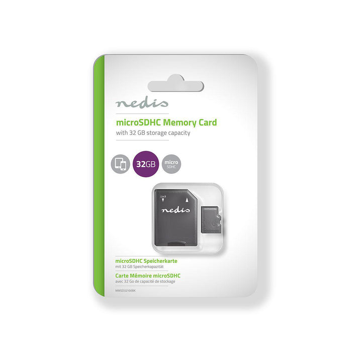 Nedis Memory Card - microSDHC, 32 GB, Write speed: 90 MB/s, UHS-I - SD adapter included