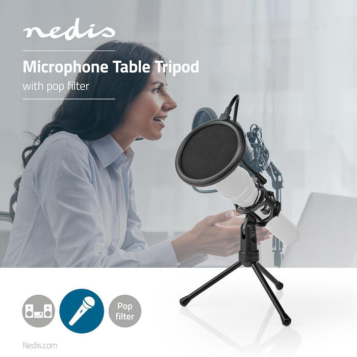 Nedis Microphone Stand - V-Shape, Holder diameter: Under 44 mm, ABS / Metal, ABS / Metal - Black