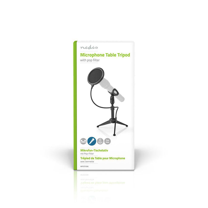 Nedis Microphone Stand - V-Shape, Height range: 194 - 230 mm, Holder diameter: Under 44 mm, ABS / Metal - Black