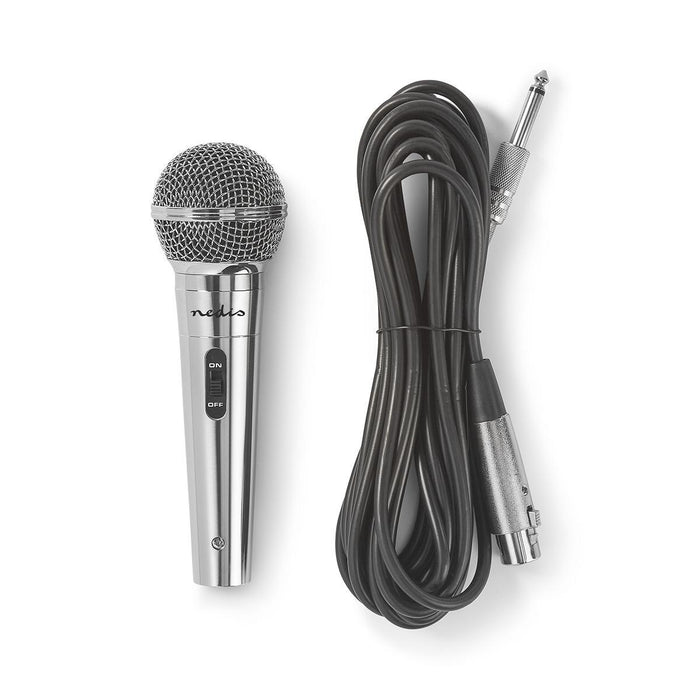 Nedis Wired Microphone - Cardioid, Detachable Cable, 5.00 m, Metal - Silver