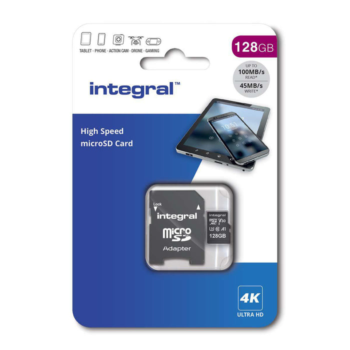 Integral 128 GB SDXC V30 - 100MB/s Read - 45MB/s Write