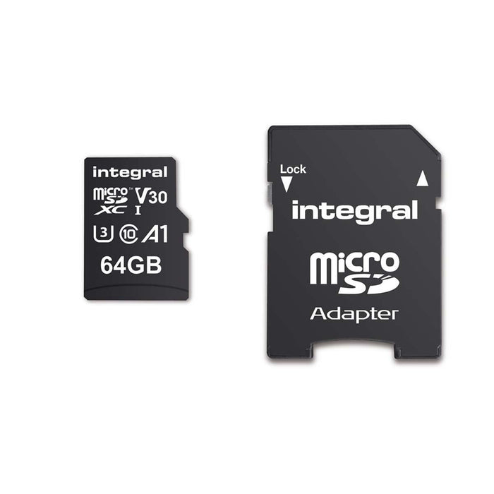 Integral 64 GB High Speed MicroSDHC/XC V30 - 100MB/s Read - 45MB/s Write