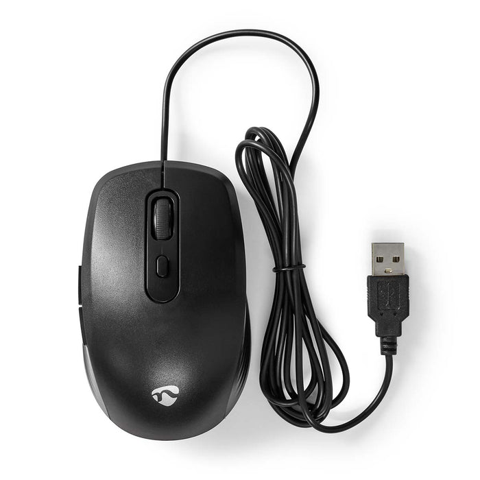 Nedis Mouse - Wired, 1200 / 1800 / 2400 / 3600 dpi, Adjustable DPI, Number of buttons: 6 - Right-Handed