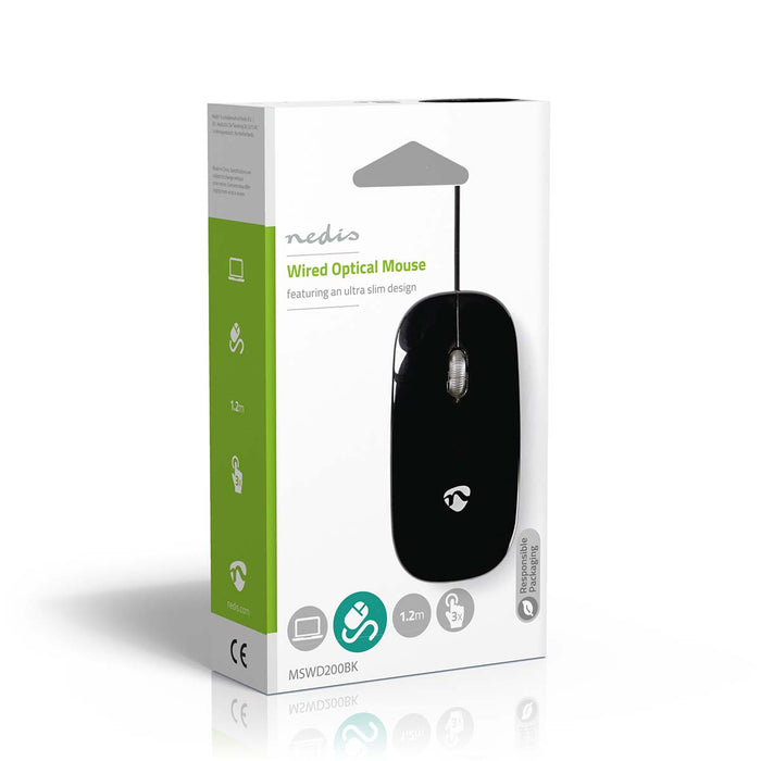 Nedis Wired Mouse - DPI: 1000 dpi, Number of buttons: 3, Both Handed, Both Handed - 1.20 m