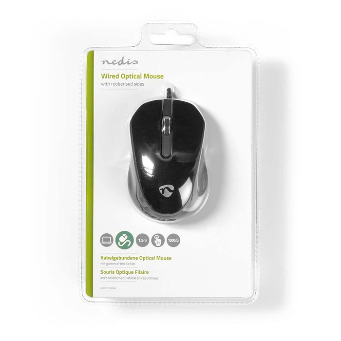 Nedis Wired Mouse - DPI: 1200 dpi, Number of buttons: 3, Both Handed, 1.50 m - Silent mouse