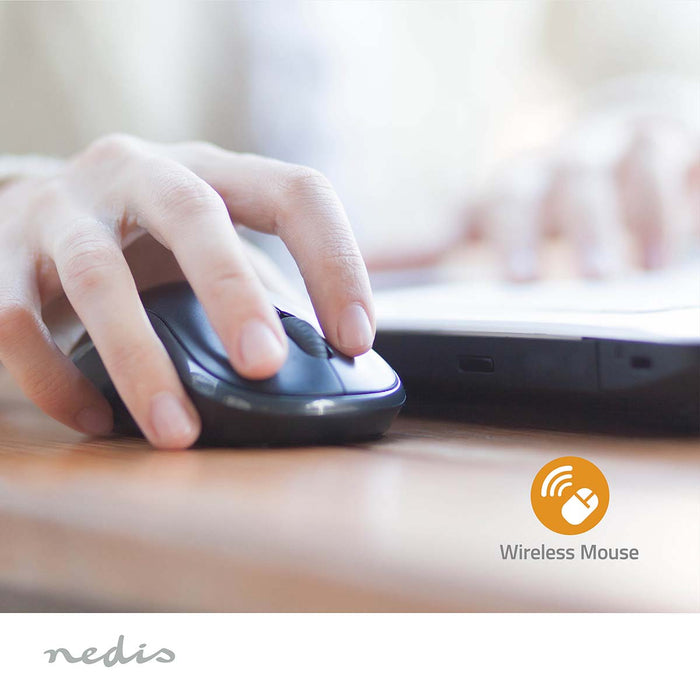 Nedis Mouse - Wireless, 800 / 1200 / 1600 dpi, Adjustable DPI, Number of buttons: 4 - Both Handed