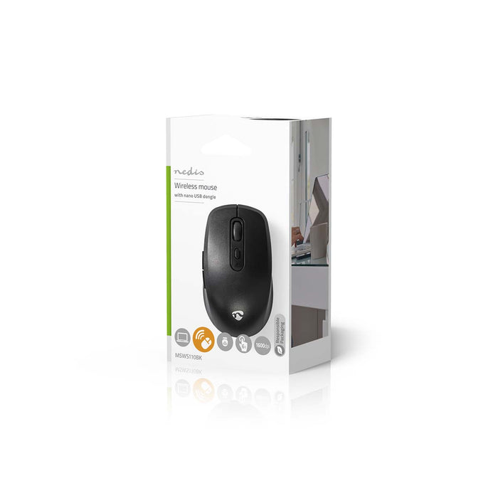 Nedis Mouse - Wireless, 800 / 1200 / 1600 dpi, Adjustable DPI, Number of buttons: 6 - Right-Handed