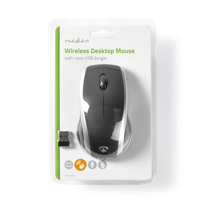 Nedis Mouse - Wireless, 1200 dpi, Number of buttons: 3, Number of buttons: 3 - Both Handed