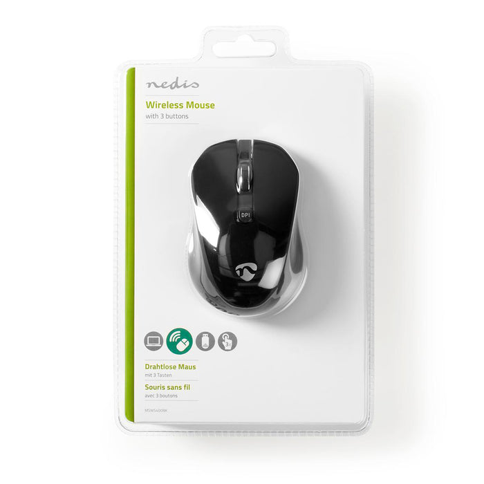 Nedis Mouse - Wireless, 800 / 1200 / 1600 dpi, Adjustable DPI, Number of buttons: 3 - Both Handed