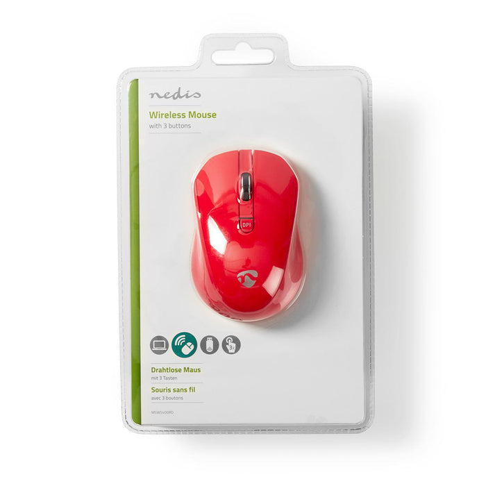 Nedis Mouse - Wireless, 800 / 1200 / 1600 dpi, Adjustable DPI, Number of buttons: 3 - Both Handed