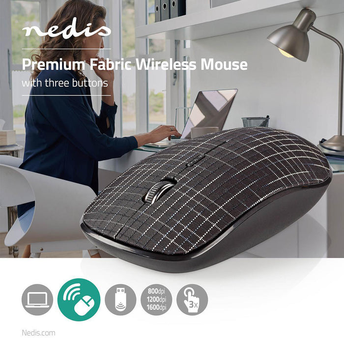 Nedis Mouse - Wireless, 800 / 1200 / 1600 dpi, Adjustable DPI, Number of buttons: 3 - Both Handed