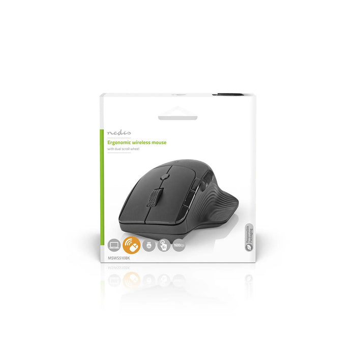 Nedis Mouse - Wireless, 800 / 1200 / 1600 dpi, Adjustable DPI, Number of buttons: 6 - Right-Handed